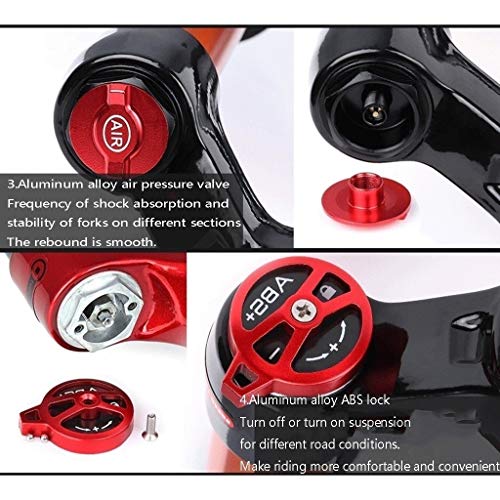 MZP 26 27.5 29" MTB Horquilla Suspensión Neumática para Bicicleta Doble Cámara Aire Tubo Recto 28.6mm QR 9mm Recorrido 105mm Bloqueo Manual Freno Disco Choque Ultraligero XC