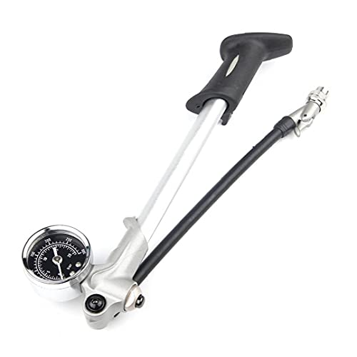 NaiCasy Bomba de Choque de Bicicletas Medidor de presión 300PSI Suspensión Delantera Trasera Tenedor portátil Bomba Válvula Universal para MTB MTB (Plata)