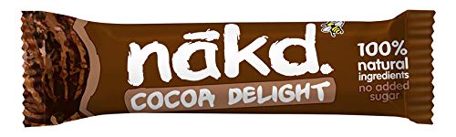 Nakd Cocoa Delight - Barritas de Fruta y Frutos Secos al Cacao - Sin Azúcar Añadido - Sin Gluten - Sin Lactosa - Vegano - Pack 18 Barritas x 35 g