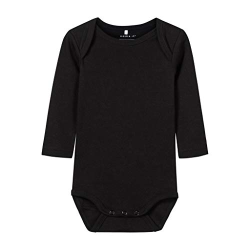 NAME IT Nbnbody 3p LS Solid Noos Polaina, Negro (Schwarz Black), 92 (Pack de 3) para Bebés