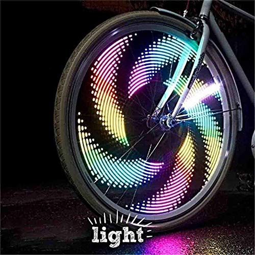 NAMEI Radios de Bicicleta 3D Luces LED Luz Colorida de Rueda de Bicicleta Multicolor 42 Patrones 16 Luz de radios de Bicicleta LED, Patrones de Cambios para llanta de Rueda MTB