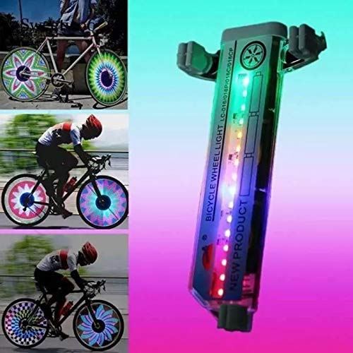 NAMEI Radios de Bicicleta 3D Luces LED Luz Colorida de Rueda de Bicicleta Multicolor 42 Patrones 16 Luz de radios de Bicicleta LED, Patrones de Cambios para llanta de Rueda MTB
