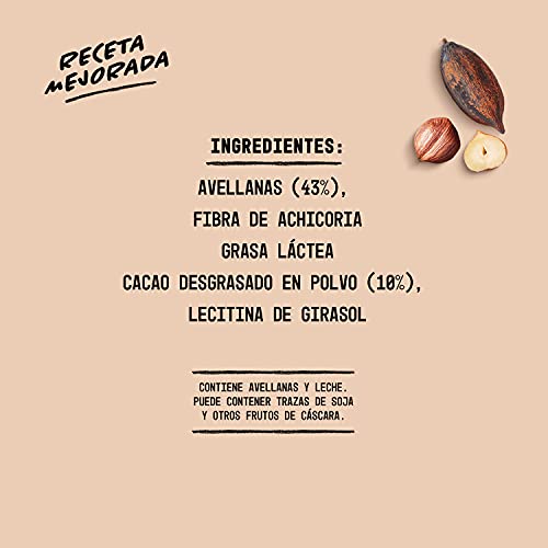 NATRULY Crema de Avellanas y Cacao Sin Azúcar y Sin Edulcorantes, Endulzada con Fibra de Achicoria, Sabor Chocolate con Leche (300g)