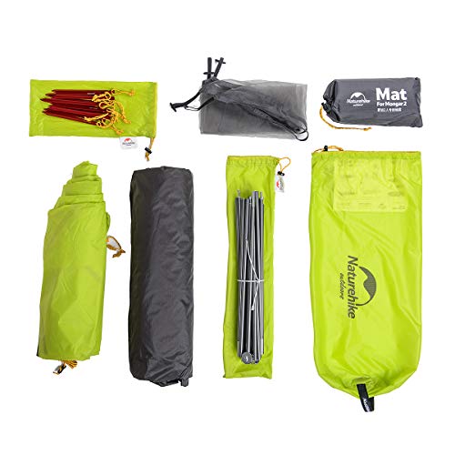 Naturehike Mongar Tienda de Mochilero de Silicona Ultraligera 20D para 2 Personas para Ciclismo, Senderismo, Acampada (20D Verde Claro)