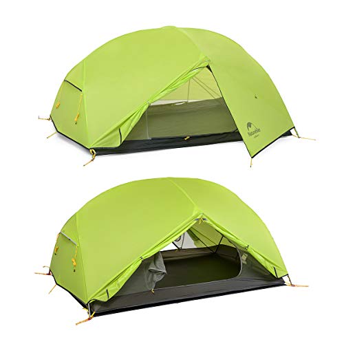 Naturehike Mongar Tienda de Mochilero de Silicona Ultraligera 20D para 2 Personas para Ciclismo, Senderismo, Acampada (20D Verde Claro)