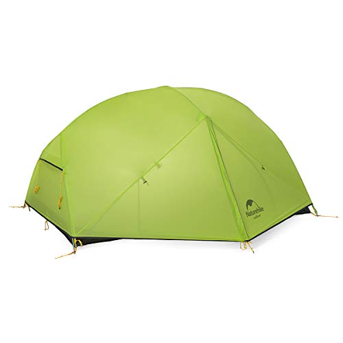 Naturehike Mongar Tienda de Mochilero de Silicona Ultraligera 20D para 2 Personas para Ciclismo, Senderismo, Acampada (20D Verde Claro)