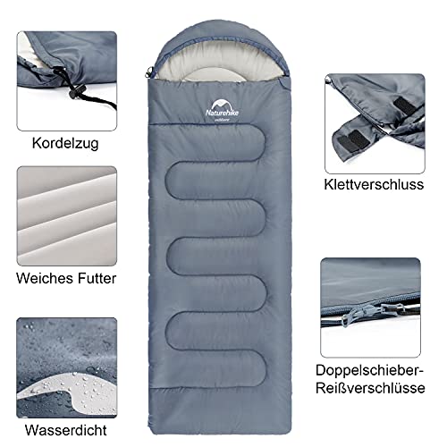 Naturehike Saco de Dormir 3 Estaciones, Resistente al Agua, Ultraligero para Adultos, para Camping, Senderismo, Actividades al Aire Libre, 220 x 85 cm, con Correa de compresión