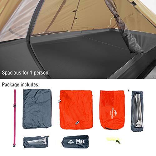 Naturehike - Tienda de campaña para 1 persona, ultraligera, impermeable, antiUV, doble capa, portátil, con huella para senderismo, ciclismo, ciclismo, 3 estaciones, tamaño grande, color rojo 210T