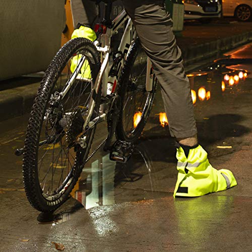 Navaris Fundas Impermeables para Zapatos - Cubre Zapatos Reflectante para Bici o Moto - Polainas contra Lluvia Lodo para Botas Calzado - Talla 44-46