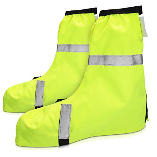 Navaris Fundas Impermeables para Zapatos - Cubre Zapatos Reflectante para Bici o Moto - Polainas contra Lluvia Lodo para Botas Calzado - Talla 44-46