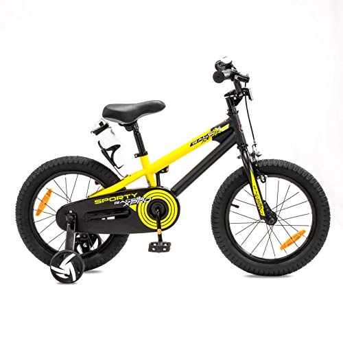 NB Parts - Bicicleta infantil para niños y niñas, BMX, a partir de 3 años, 12 pulgadas / 16 pulgadas, color amarillo opaco, tamaño 16