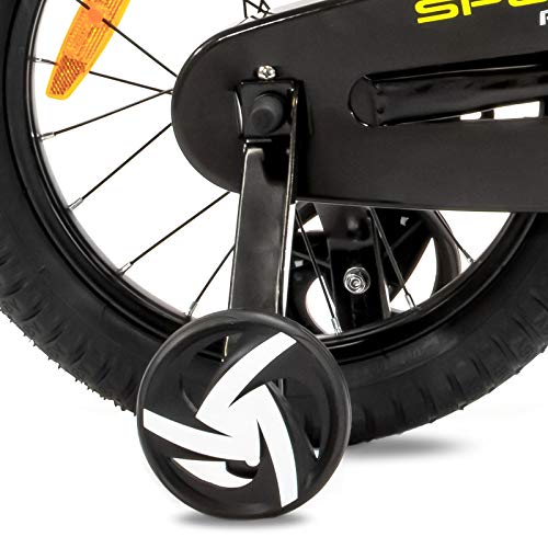 NB Parts - Bicicleta infantil para niños y niñas, BMX, a partir de 3 años, 12 pulgadas / 16 pulgadas, color amarillo opaco, tamaño 16