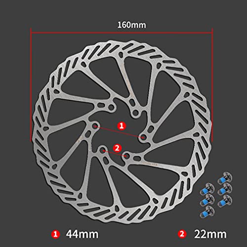 Ncheli 2 pcs Rotor de freno de disco,160mm paquete Rotor de freno de disco Rotor de Bicicleta Rotores de Freno de Bicicleta con 12 Pernos para la mayoría de las bicicletas