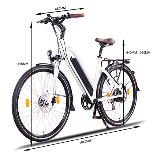 NCM Milano Plus Bicicleta eléctrica de Trekking, 250W, Batería 48V 16Ah • 768Wh (Blanco Plus 28")