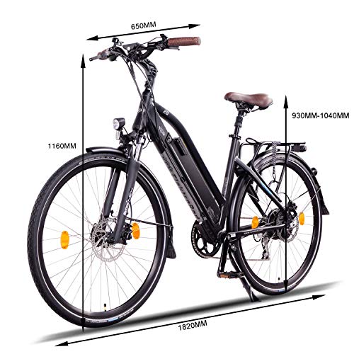 NCM Milano Plus Bicicleta eléctrica de Trekking, 250W, Batería 48V 16Ah • 768Wh (Negro Plus 28")