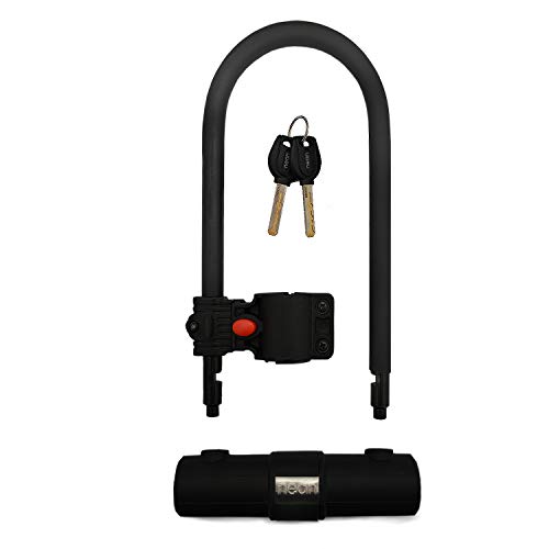nean Candado para bicicleta con soporte y 2 llaves de seguridad, diámetro de 14 mm, 265 x 173,5 mm, color negro