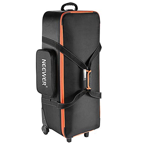 Neewer 10087972 - Bolsa de transporte para equipo de estudio de fotografía,96 x 39 x 29 cm, con correas acolchadas, rueda de compartimento y asa para soporte ligero