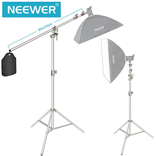 Neewer Foto Estudio 2-en-1 Soporte de Iluminación Altura Ajustable con Brazo y Bolsa de Arena Aleación de Aluminio para Soportar Paraguas Softbox Flash Fotografía Video de Retrato