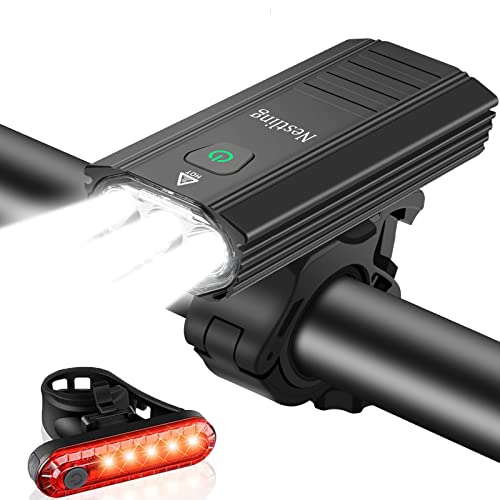 Nestling®Luz Bicicleta, Luces Bicicleta Recargable USB, Lámpara Bicicleta LED Impermeable IP65, 3000 Lúmenes Súper Potente, 6 Modos Iluminación, Luces Bicicleta Delantera y Trasera Kit