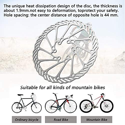 Newgoal 2 rotores de bicicleta de montaña 180mm, disco de freno de bicicleta de acero inoxidable, con 12 tornillos, adecuado para la mayoría de bicicletas de carretera, bicicletas de montaña