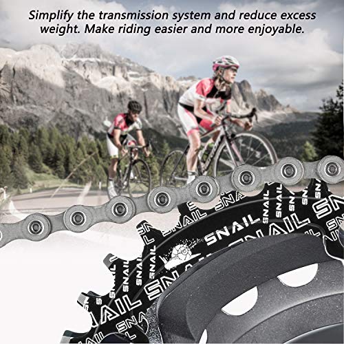 Newgoal Bicicleta Narrow Wide Plato 104 BCD Forma Redonda Sola Cadena Anillo Dientes，32T/34T/36T Bicicleta Solo Plato ，Negro 32T