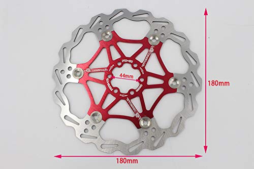 Newgoal Disco de Freno de Disco de Bicicleta, 180mm Bicicleta de montaña Flotante Disco de Freno Centro de Bloqueo Accesorios de Bicicleta（Rojo）