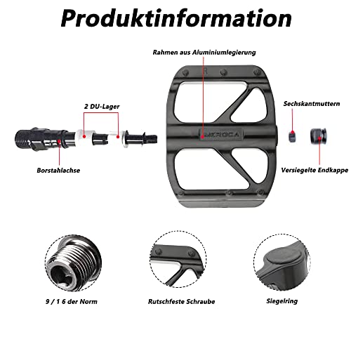 Newgoal Pedales de Bicicleta, Pedales de Eje de aleación de Aluminio DU, Pedales de Bicicleta Ligeros Antideslizantes universales, adecuados para Bicicletas de 9/16 Pulgadas, Pedales de Carreras