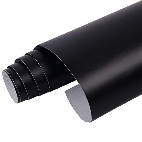 NewL Burbuja autoadhesiva de vinilo negro mate para liberación de aire, clasificada al aire libre para uso automotriz + herramienta de mano (30 cm x 152 cm)