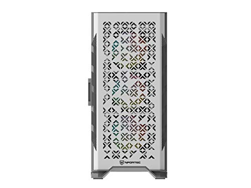 Nfortec Nekkar - Torre Gaming ATX A-RGB con Frontal de Acero Mallado y 4 Ventiladores ARGB incluidos - Color Blanco/Gris