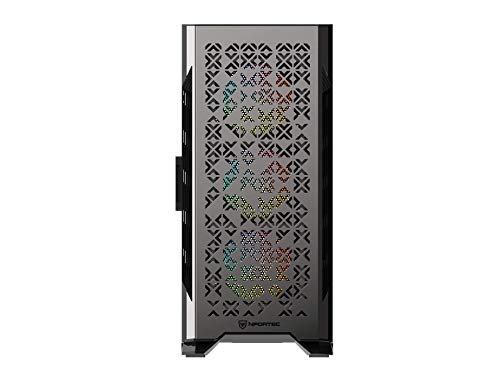 Nfortec Nekkar - Torre Gaming ATX A-RGB con Frontal de Acero Mallado y 4 Ventiladores ARGB incluidos - Color Negro/Gun Metal