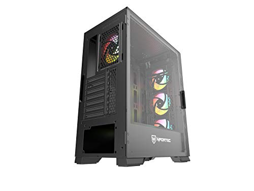 Nfortec Nekkar - Torre Gaming ATX A-RGB con Frontal de Acero Mallado y 4 Ventiladores ARGB incluidos - Color Negro/Gun Metal