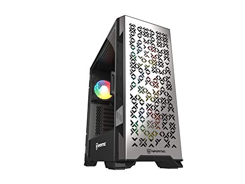 Nfortec Nekkar - Torre Gaming ATX A-RGB con Frontal de Acero Mallado y 4 Ventiladores ARGB incluidos - Color Negro/Gun Metal