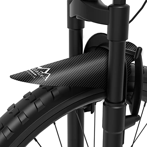 NICEDACK Guardabarros MTB, Guardabarros Bicicleta Montaña, MTB Mudguard Delantero y Trasero Compatible se Adapta a 20" 22" 26" 27,5" 29 Pulgadas de Bici y Bicicleta Fat (Negro+Logo Plateado)