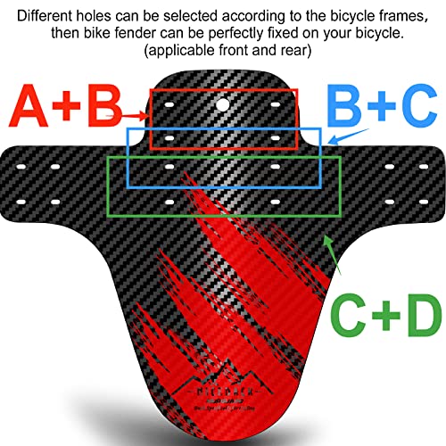 NICEDACK Guardabarros MTB, Guardabarros Bicicleta Montaña, MTB Mudguard Delantero y Trasero Compatible se Adapta a 26" 650B 27,5" 29 Pulgadas de Bici y Bicicleta Fat Mud Guard (Rojo)