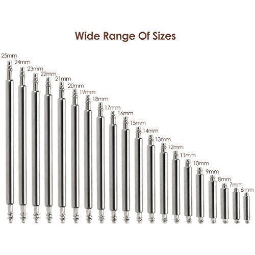 NICERIO 400pcs Profesional Reloj Banda de Acero Inoxidable Barras de Enlace Pasadores con Removedor de Herramienta de Reparación, 6mm-25mm