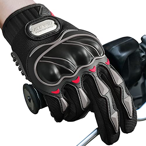 NICEWIN Guantes de Moto para Pantalla táctil con protección de Nudillos Duro para Motocicleta, Bicicleta de montaña, Escalada, Senderismo, Scooters