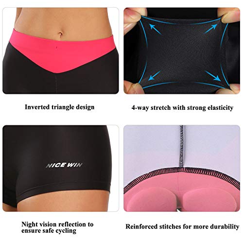 NICEWIN Pantalones Cortos de Bicicleta para Mujer Ropa Interior Acolchada de Cintura Alta Ciclismo Pantalones de equitación