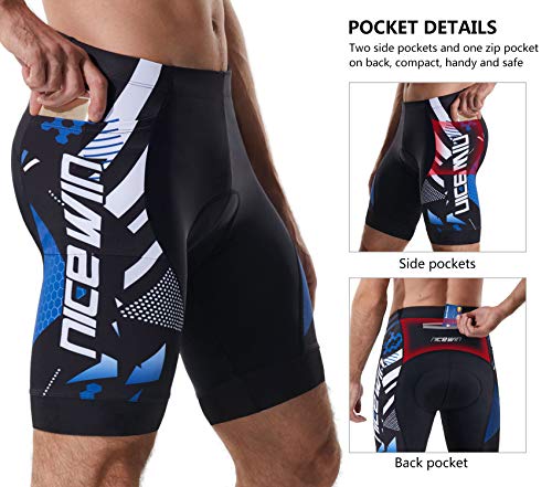 NICEWIN Pantalones Cortos de Ciclismo para Hombre con Almohadilla Pantalones Bicicleta Acolchada con Gel 4D Cortos MTB Bicicleta Pantalones Cortos Transpirables