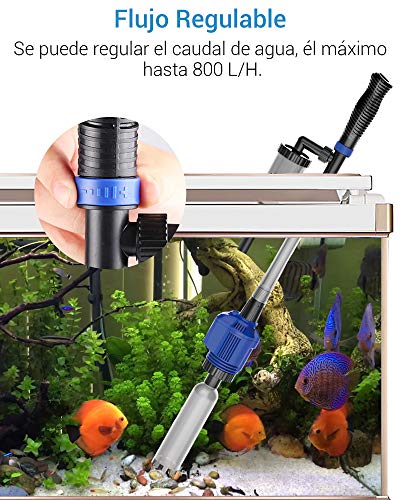 NICREW 3 en 1 Aspirador Automático para Acuario, Limpiador de Grava con Esponja de Filtro, Aspirador de Grava Eléctrica Adecuada para Acuarios Medianos y Grandes