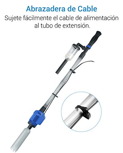 NICREW 3 en 1 Aspirador Automático para Acuario, Limpiador de Grava con Esponja de Filtro, Aspirador de Grava Eléctrica Adecuada para Acuarios Medianos y Grandes