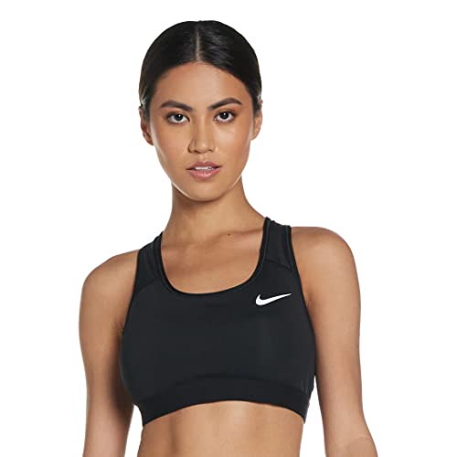 NIKE Med Band Bra Non Pad Sujetador de Deporte, Mujer, Black/Black/(White), M