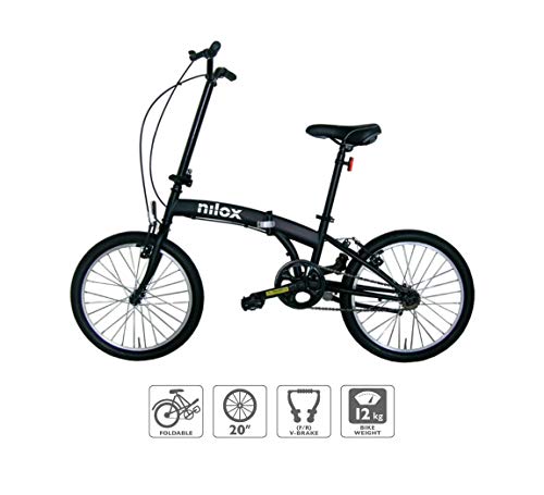 Nilox Micro Bike 20P-X0 Bicicleta (Plegado, Completo, Acero, 50,8 cm (20"), Cadena), Unisex Adulto, Negro