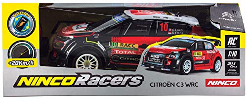 Ninco NH93150 NincoRacers Citroën C3 WRC Oficial del Campeonato Mundial de Rallyes. Escala 1/10. Coche teledirigido. 2.4GHz Color: Rojo y Negro. Medidas: 42 cm x 13,5 cm x 20 cm, Fábrica de Juguetes