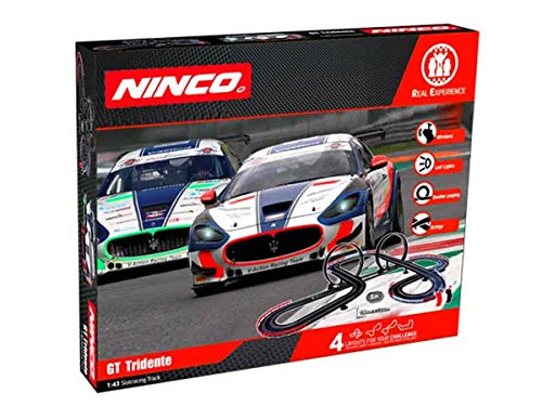 Ninco - WRC GT Tridente. Circuito Slot Escala 1:43 con Puentes y loopings. 8 m. Incluye 2 Coches con Luces. 91016