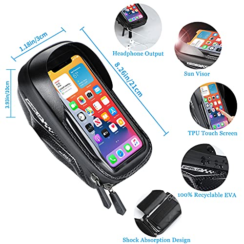 NIVEOLI Bolsa Movil Bicicleta Manillar Soporte Bici Impermeable, Bolsa Bicicleta Cuadro para Teléfono con Pantalla Táctil, Soporte Movil Bicicleta Compatible con iPhone/ Samsung/Xiaomi 6.5 in