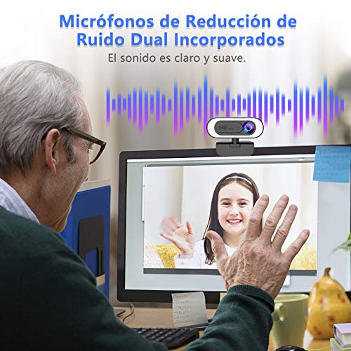 NIYPS Webcam PC con Microfono y Anillo de Luz, Camara Web 1080p con Tapa y Tripode para Ordenador/Portatil/Mac, Web CAM para Youtube, Skype, Zoom, Xbox One, Videoconferencia y Videollamadas