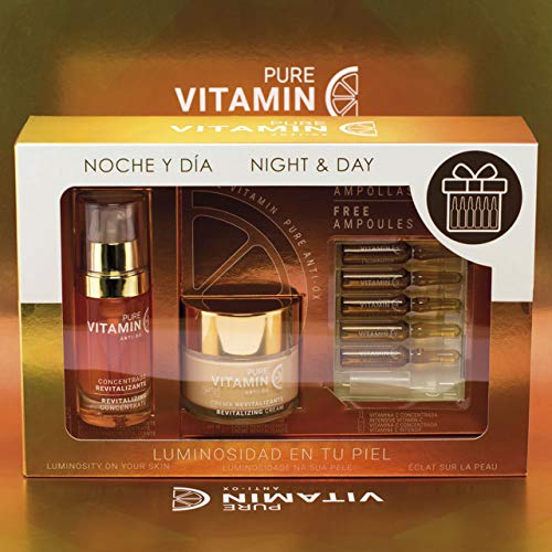 Noche y Día, Pack Regalo Crema Serum Concentrado Iluminador, Tratamiento Revitalizante con Vitamina C - Pure Vitamin Anti-ox, Pack Luminosidad en tu Piel