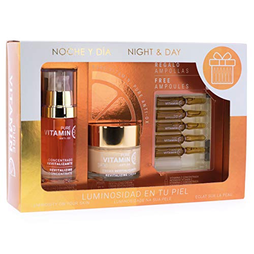 Noche y Día, Pack Regalo Crema Serum Concentrado Iluminador, Tratamiento Revitalizante con Vitamina C - Pure Vitamin Anti-ox, Pack Luminosidad en tu Piel