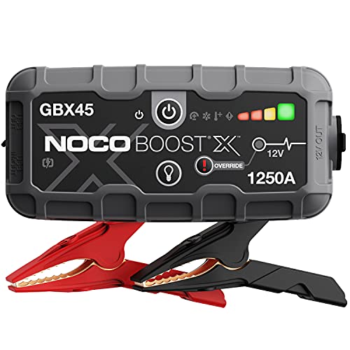 NOCO Boost X GBX45, 1250A 12V UltraSafe Arrancador de Litio, Bateria Booster Profesional, Cargador Powerbank y Cables de Arranque de Coche por Gasolina de hasta 6.5 Litros y Diésel de 4.0 Litros