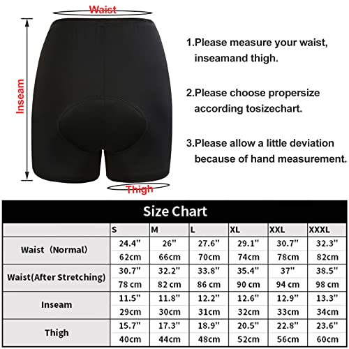 nonmon Pantalones Cortos de Ciclismo para Mujer Niña, 3D Acolchado de Gel Transpirable Calzoncillos Braguitas Ropas Interior, Culotte Elástico Secado Rápido para Bicicleta MTB Bici Equitación